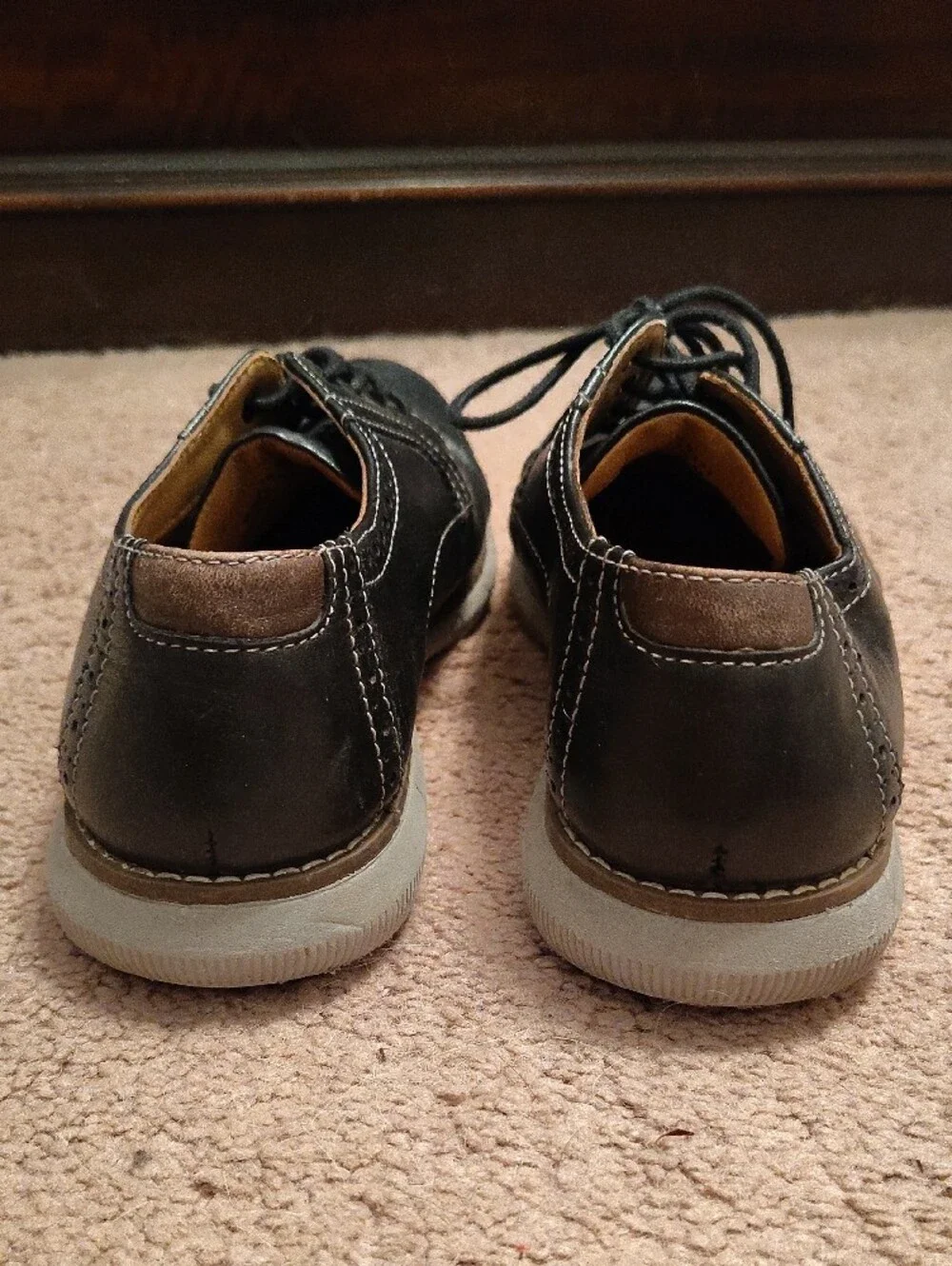 Kids Navy and White Sneakers And Black Leather Dress Shoes